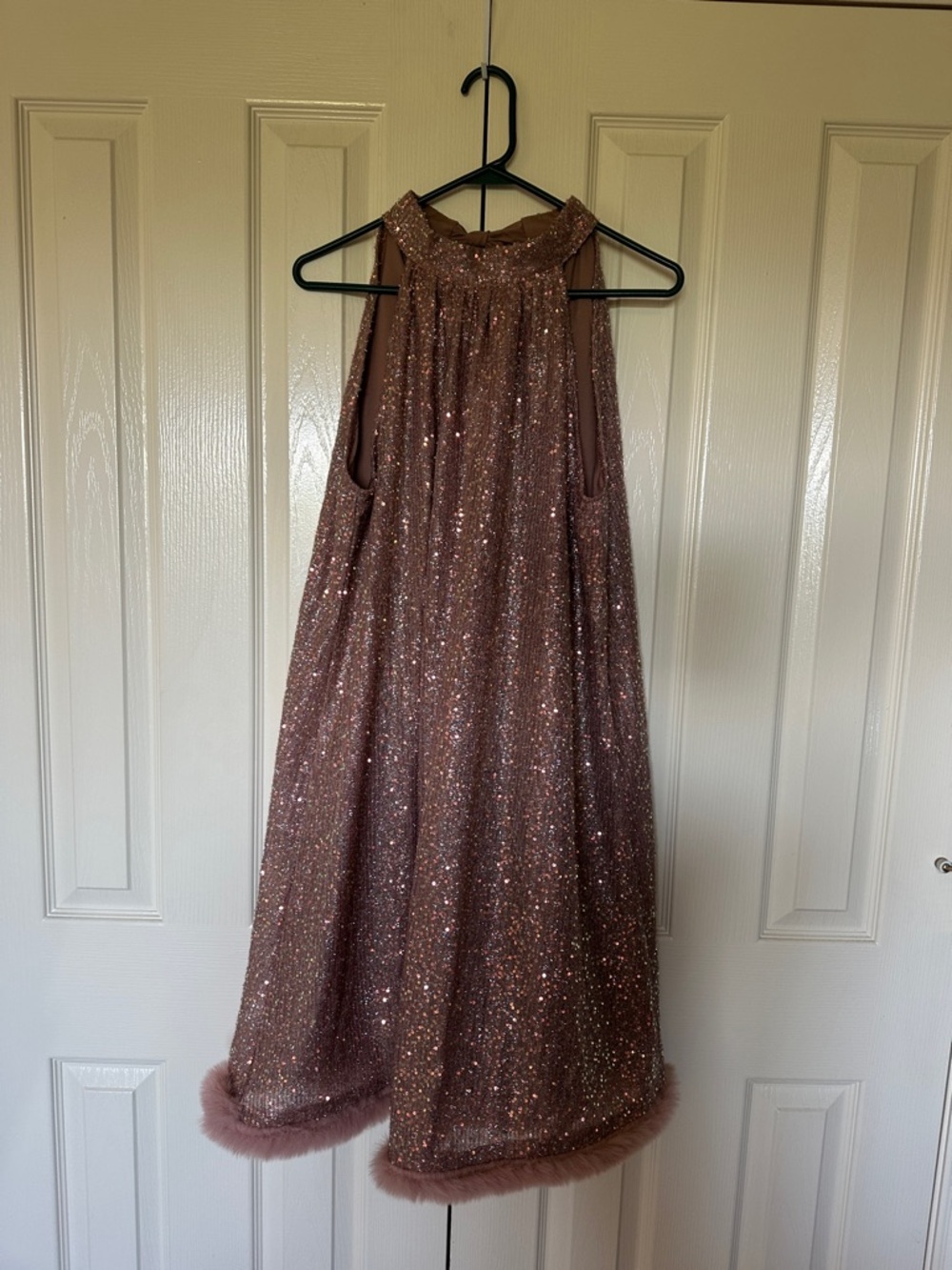 Sparkle Halter Midi Dress in Dusty Rose